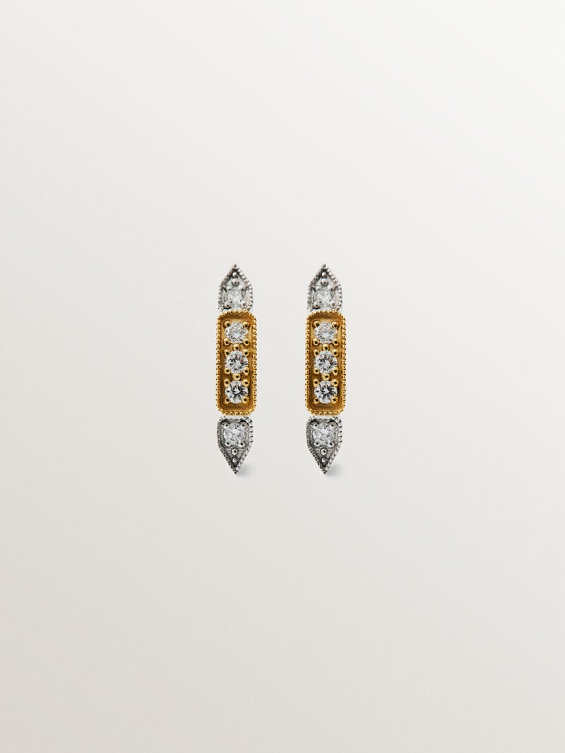 Pendientes de oro blanco y amarillo de 18K con diamantes en talla brillante image number 0