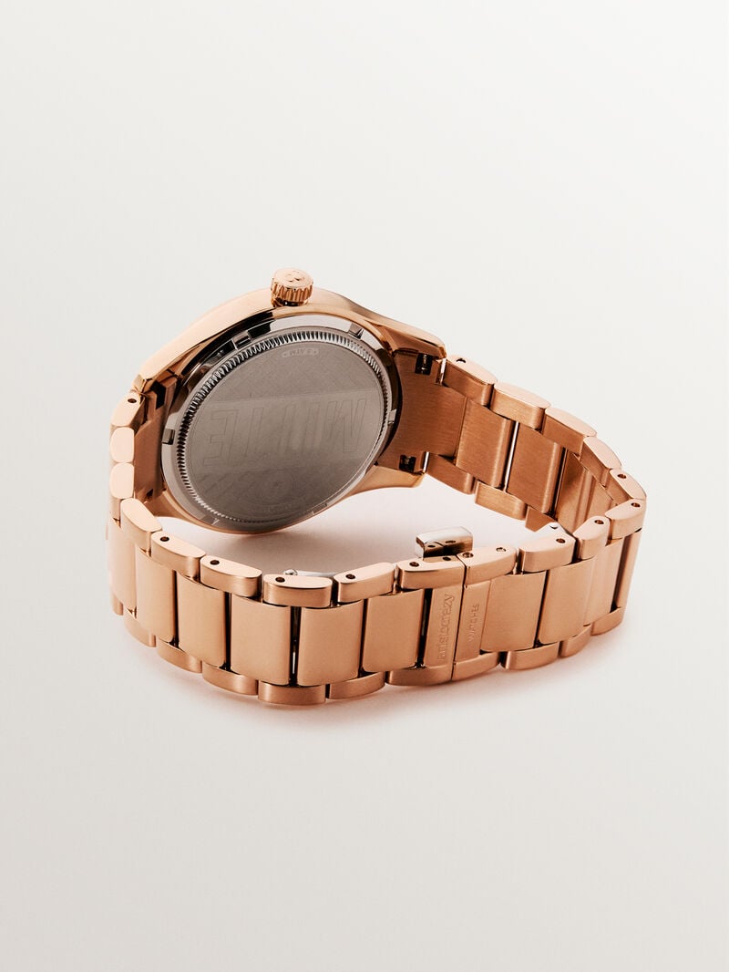 Mitte watch with pink steel strap and black dial image number 2