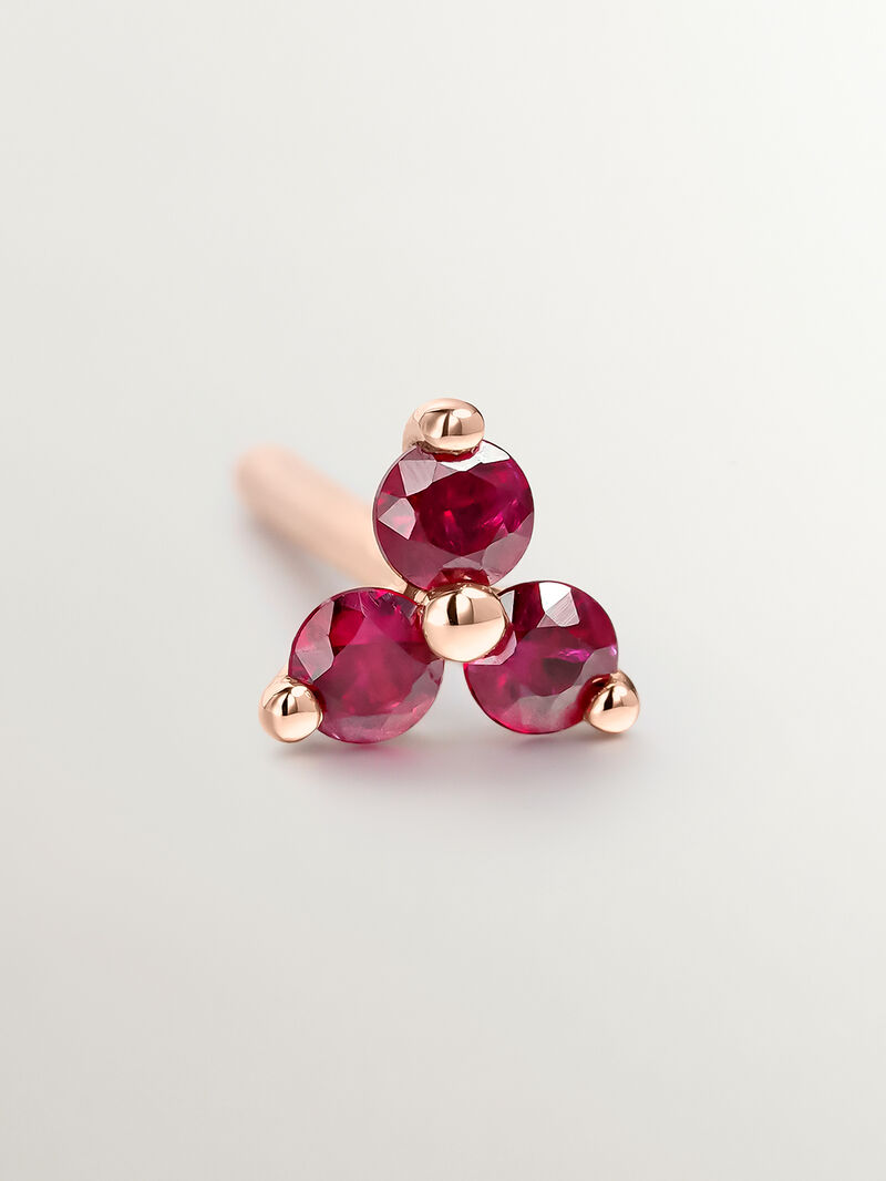 Individual 9K rose gold earring with rubies image number 4