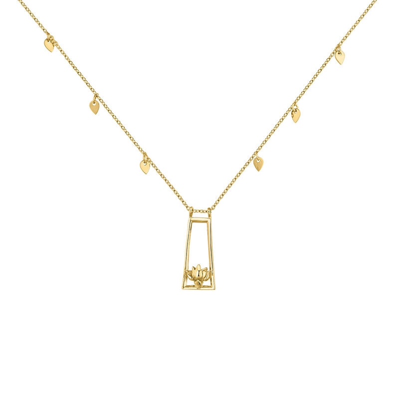 Collar flor de loto plata recubierta oro , J04718-02, hi-res