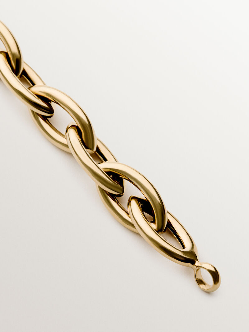 18K yellow gold plated 925 silver bracelet with oval links image number 6