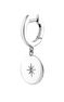 Silver star round motif hoop earrings , J04606-01