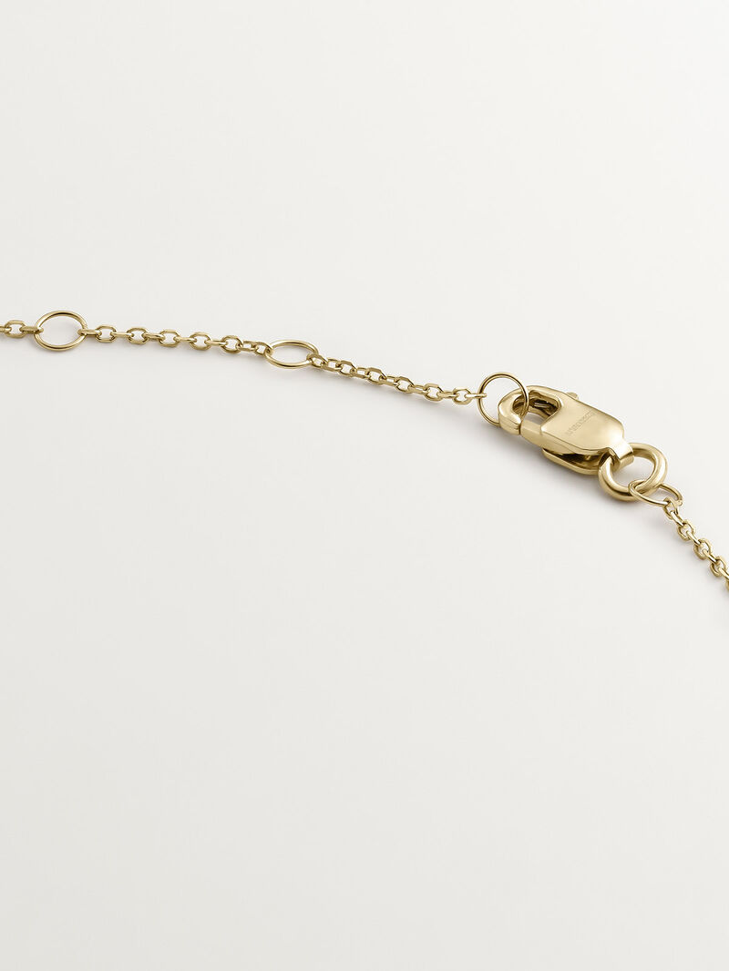 9K yellow gold necklace with sapphire, emerald, ruby, and diamonds. image number 6