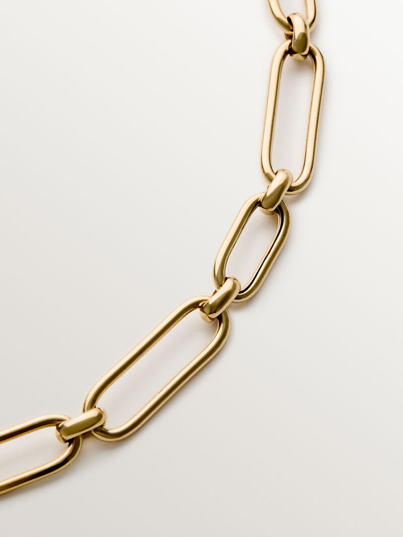 18K yellow gold plated 925 silver chain with rectangular links image number 4