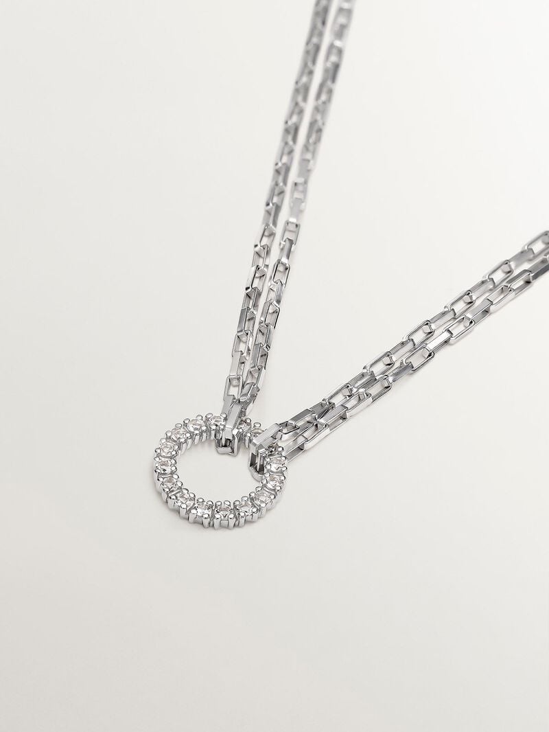 925 Silver Forza Link Bracelet with White Topaz Circle image number 2