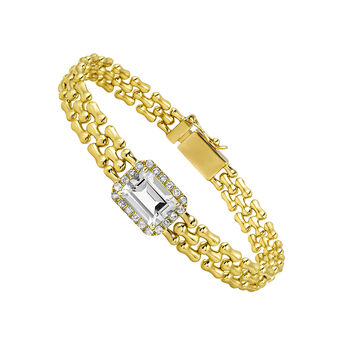 Gold-plated silver bracelet with white topaz, J04924-02-WT-WT,hi-res