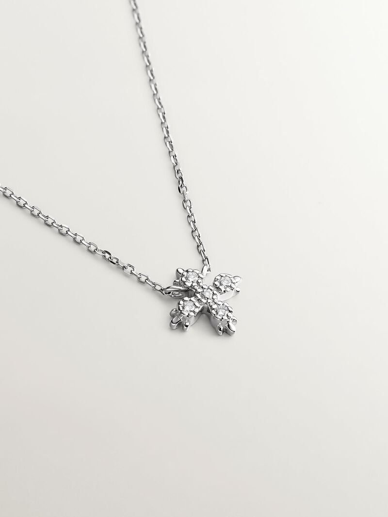 18K white gold pendant with cross featuring white diamonds. image number 2