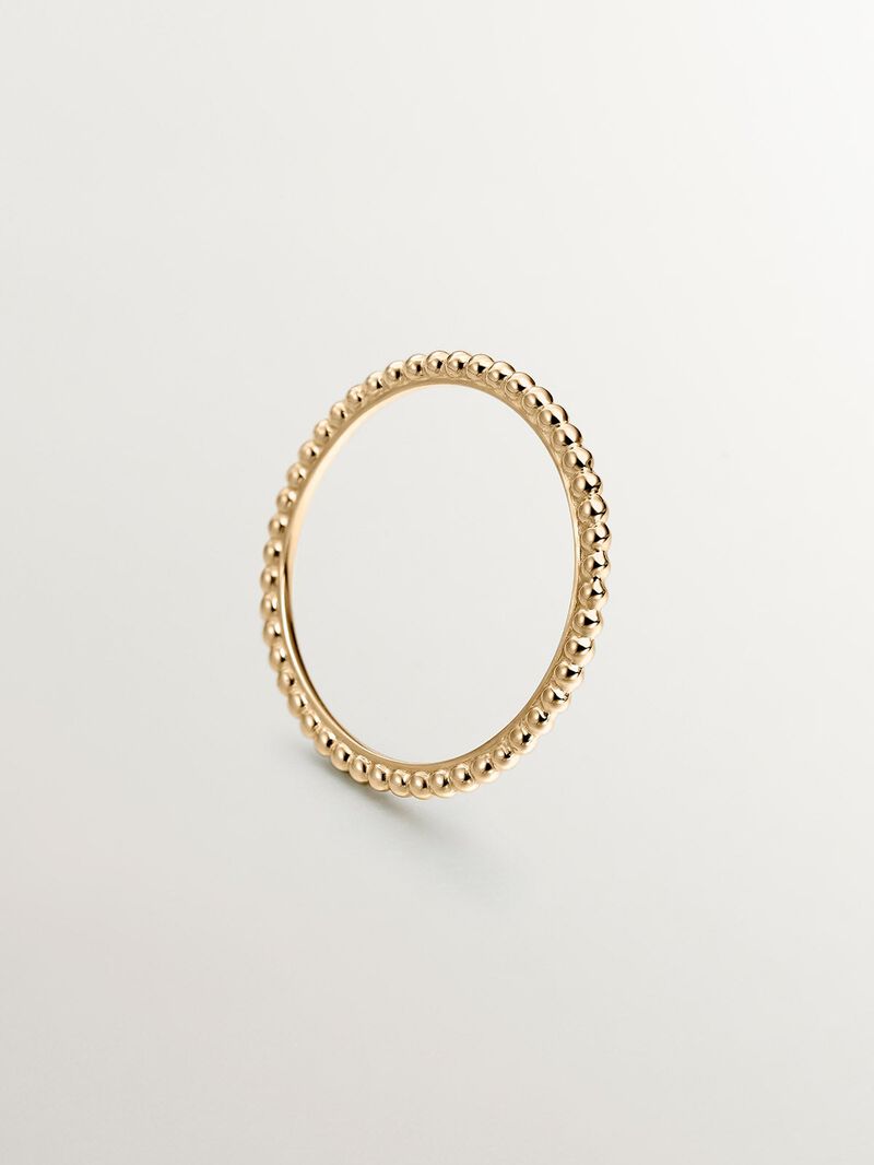 9K Yellow Gold Ring with Beads image number 4