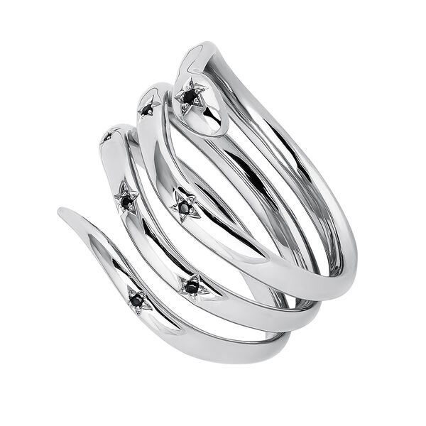 Silver snake ring with spinels, J04196-01-BSN,hi-res