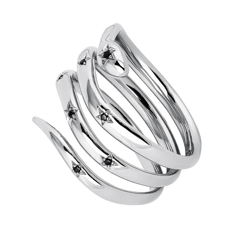 Silver snake ring with spinels, J04196-01-BSN, hi-res