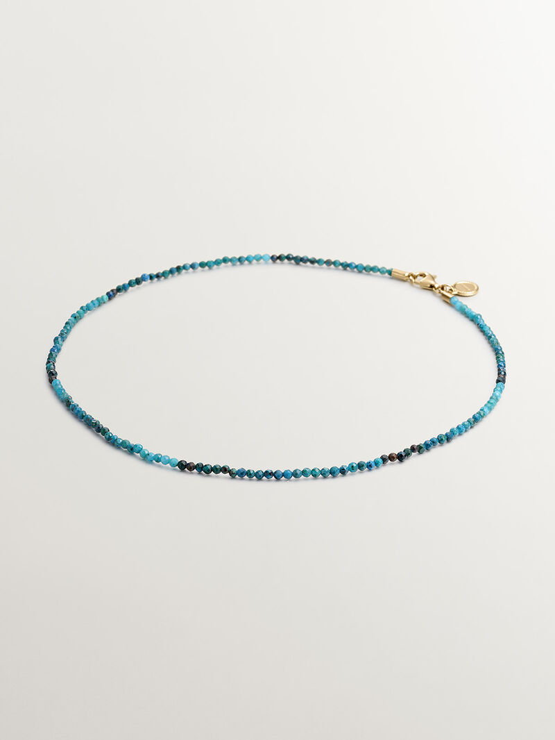 925 Silver necklace bathed in 18K yellow gold with chrysocolla beads. image number 0