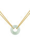 Gold plated silver aventurine motif necklace , J04758-02-GAV