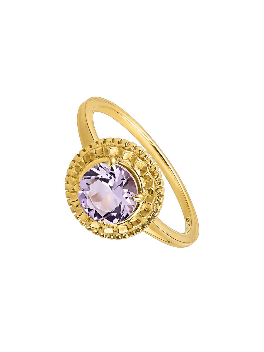 Ring in 18k yellow gold-plated sterling silver with a pink amethyst, J05285-02-PAM, hi-res
