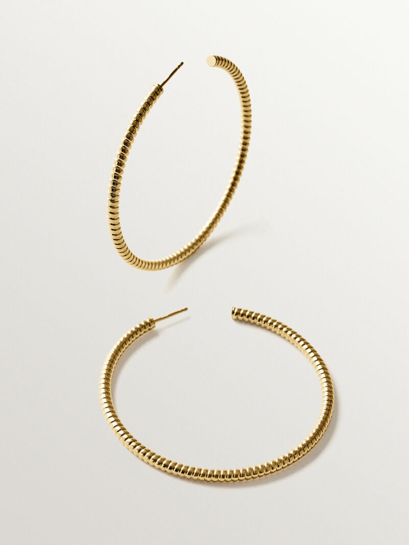 925 sterling silver hoop earrings plated with 18K gold image number 0