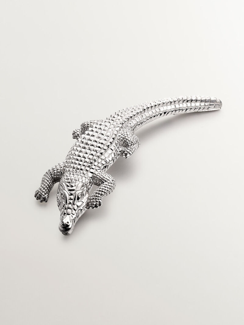 925 silver brooch bathed in 18K yellow gold shaped like crocodile image number 0