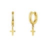 Gold plated silver cross hoop earrings, J04867-02