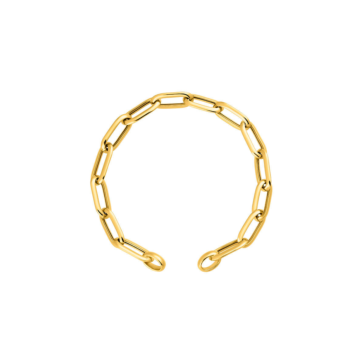 Silver rectangular cable link chain bracelet in 18k yellow gold-plated silver, J05340-02-16, hi-res
