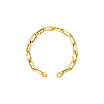 Silver rectangular cable link chain bracelet in 18k yellow gold-plated silver, J05340-02-16,hi-res