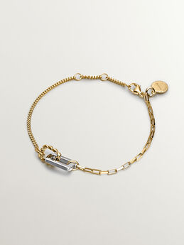 Pulsera cruzada plata bicolor , J04914-09,hi-res