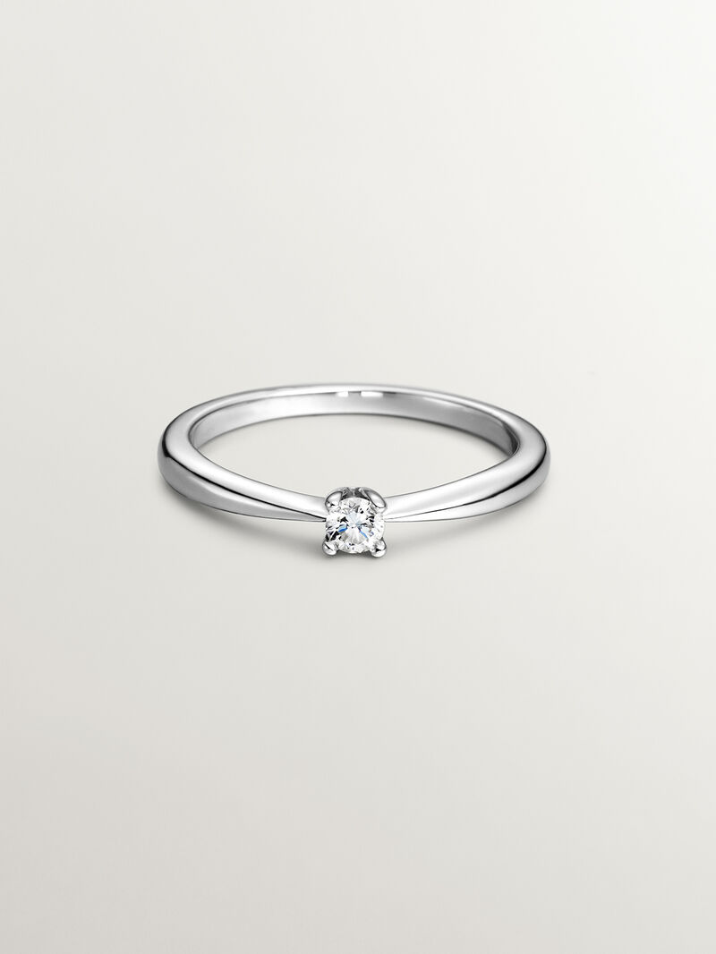 18K White Gold Solitaire Ring with a 0.08 cts Diamond. image number 2