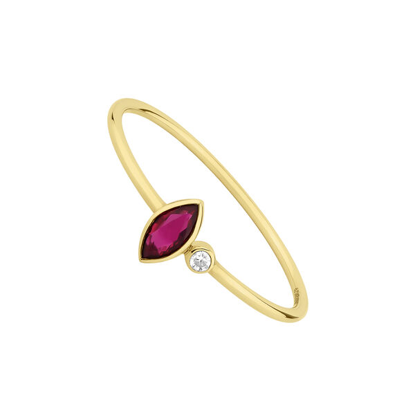 9 ct gold ruby ring with geometric motif., J04976-02-RU,hi-res