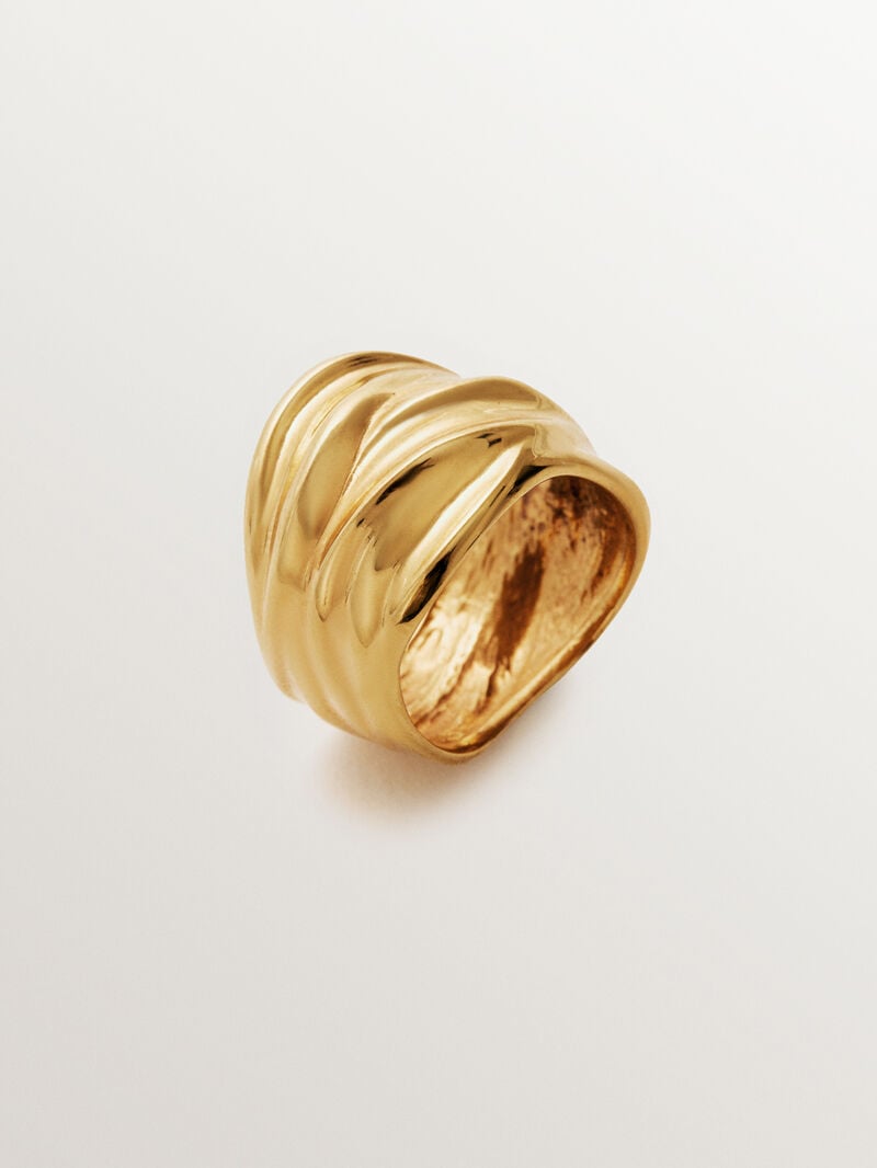 Wide 18K yellow gold plated 925 silver ring image number 0