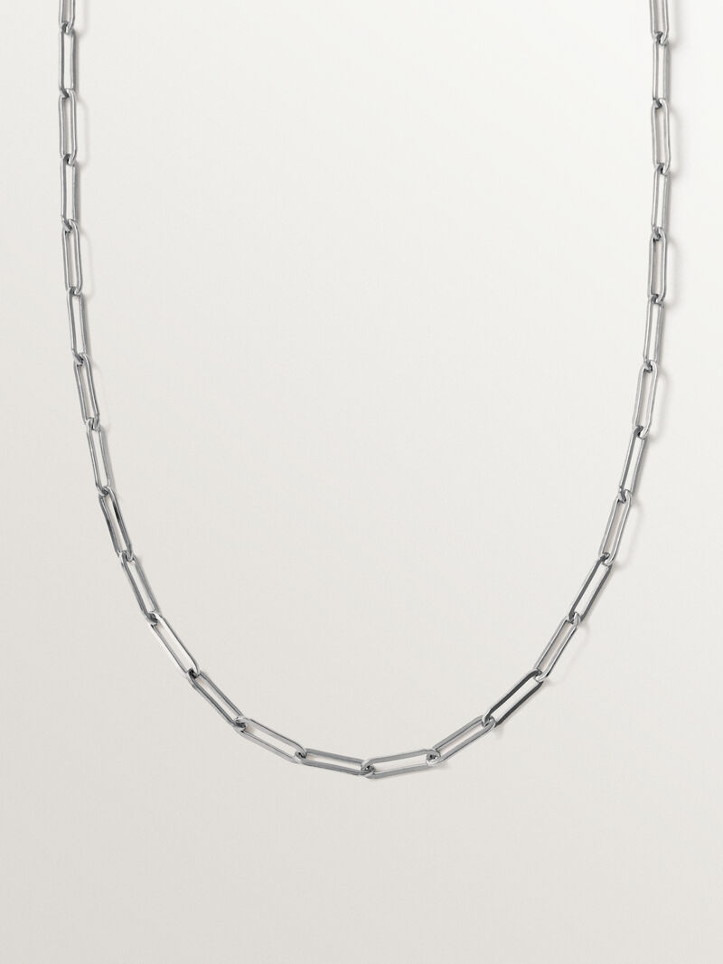 Rectangular link chain 65 cm in rhodium-plated 925 silver image number 0