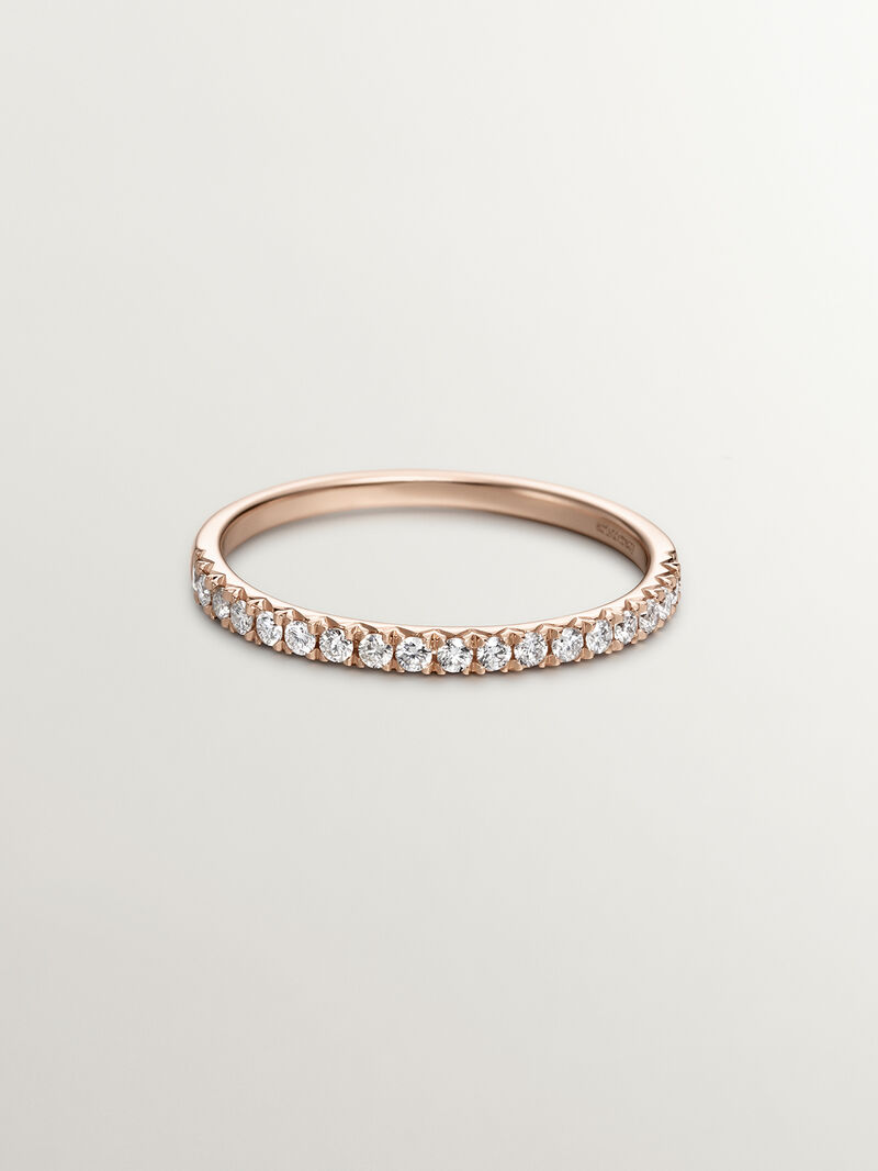 18K rose gold ring with diamonds image number 0