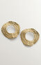 Pendientes círculo mimbre plata recubierta oro , J04417-02