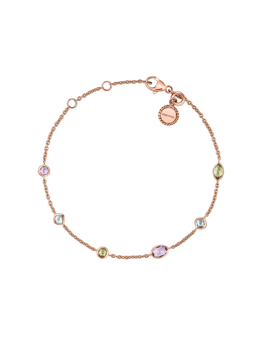 Rose gold plated stones mix bracelet , J03764-03-AMPESB, hi-res