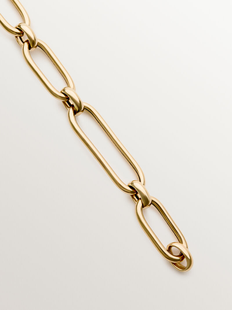 18K yellow gold plated 925 silver chain with rectangular links image number 6