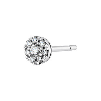 Boucle d’oreilles à l’unité en or blanc 18 k avec un diamant central de 0,04 carat et une rosace en diamants , J04207-01-10-H, mainproduct