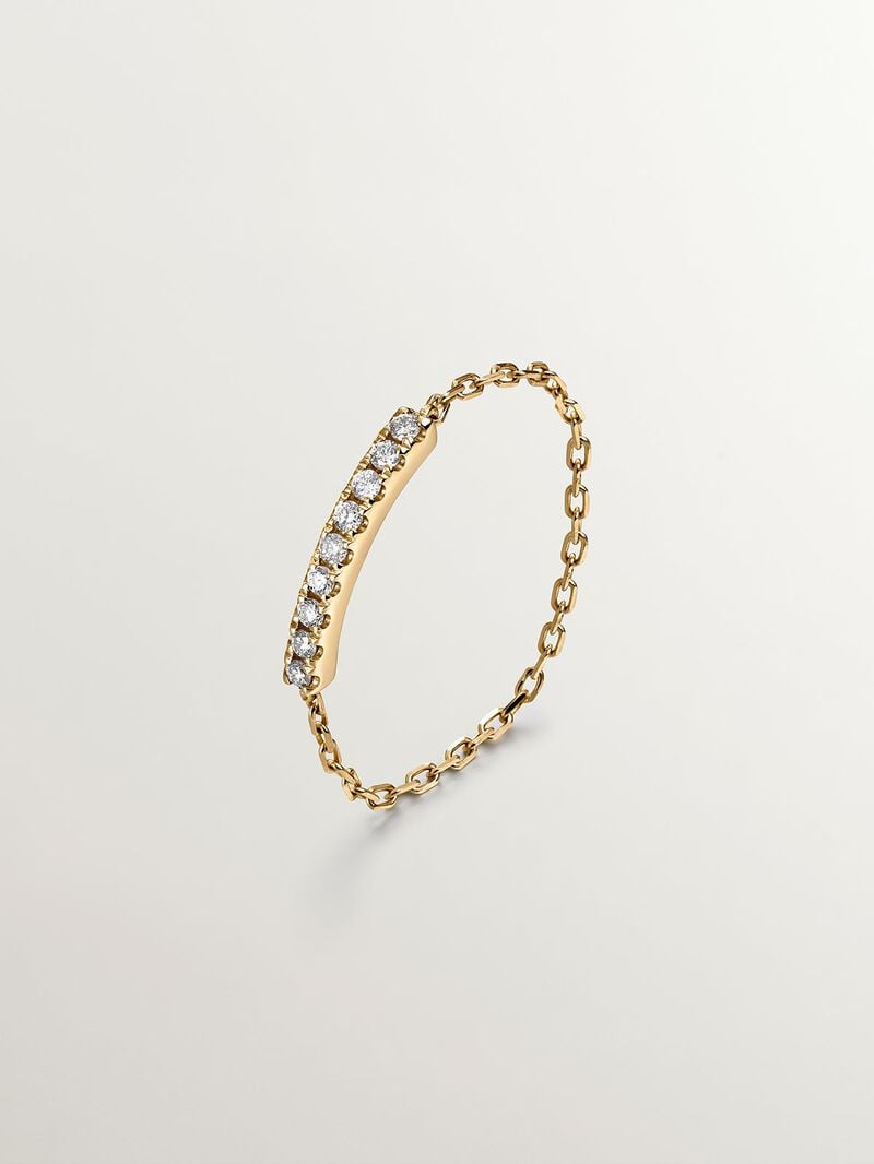 18K Yellow Gold Chain Ring with Diamonds image number 0
