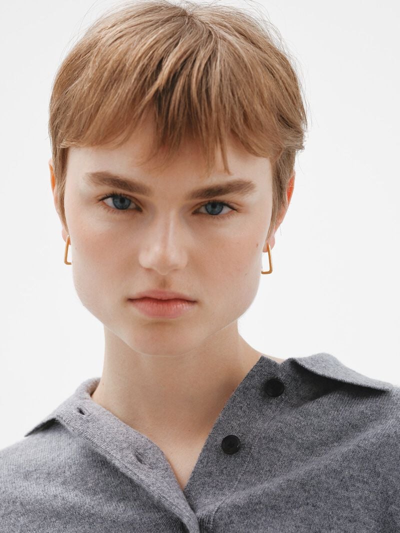 Rectangular earrings made of 925 silver coated in 18K yellow gold. image number 1