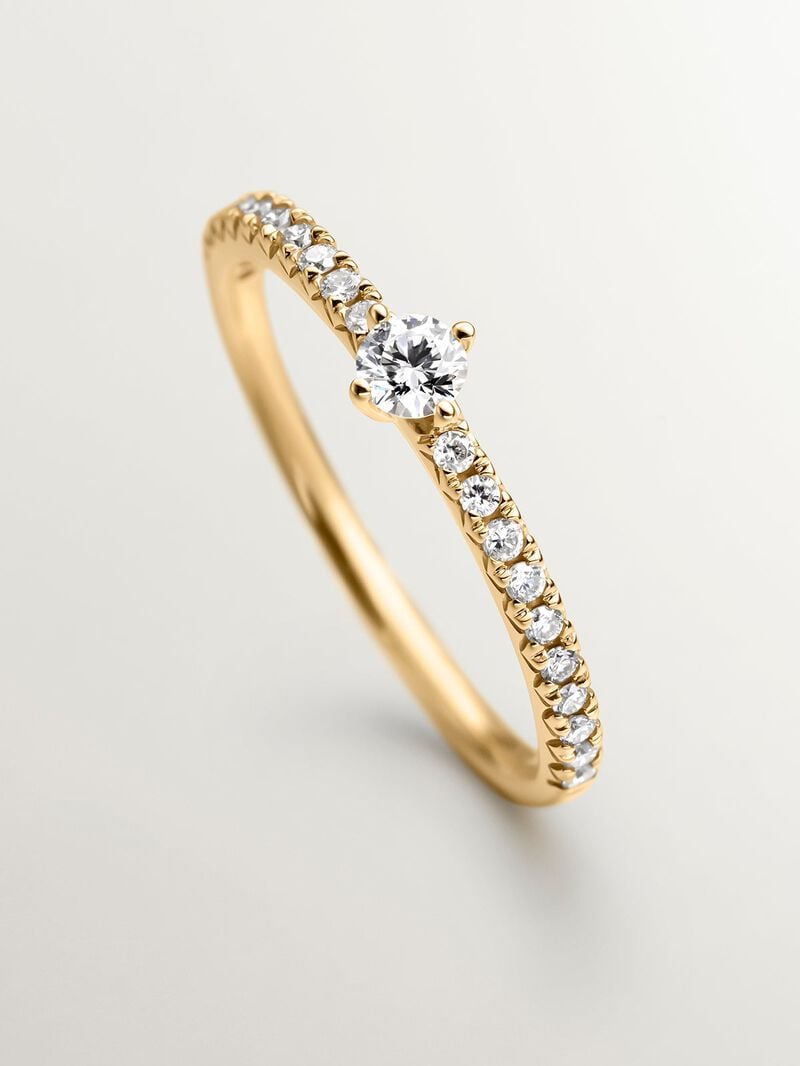 18K Yellow Gold Solitaire Ring with Diamonds image number 4