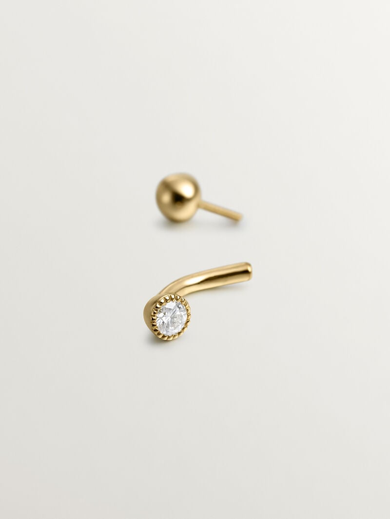 18K Yellow Gold Rook Piercing with Diamond image number 2