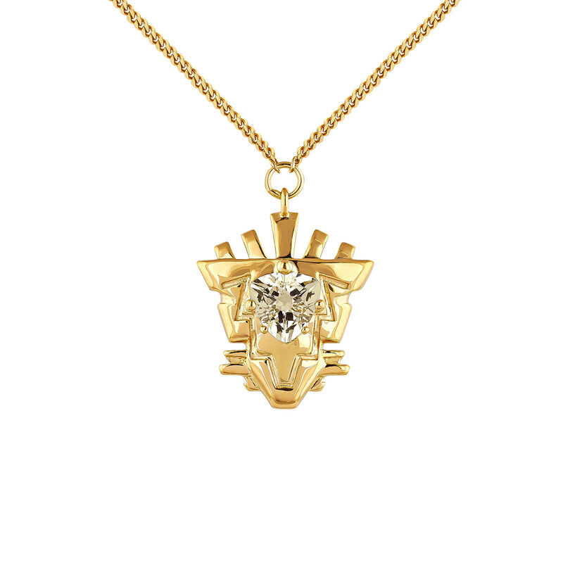 Gold plated quartz motif necklace, J04555-02-GQ, hi-res