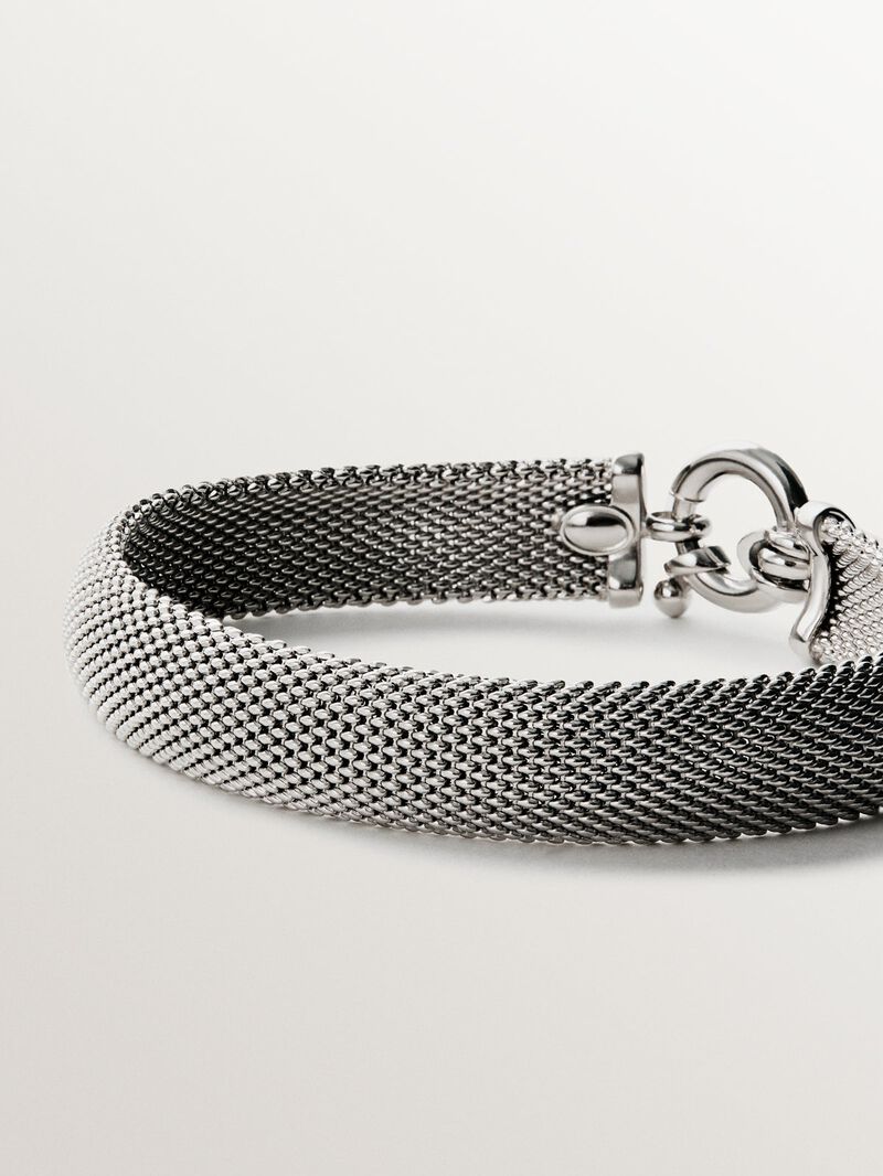 Rigid 925 silver bracelet with mesh image number 4