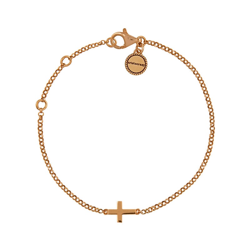 Rose gold plated cross bracelet , J00871-03, hi-res