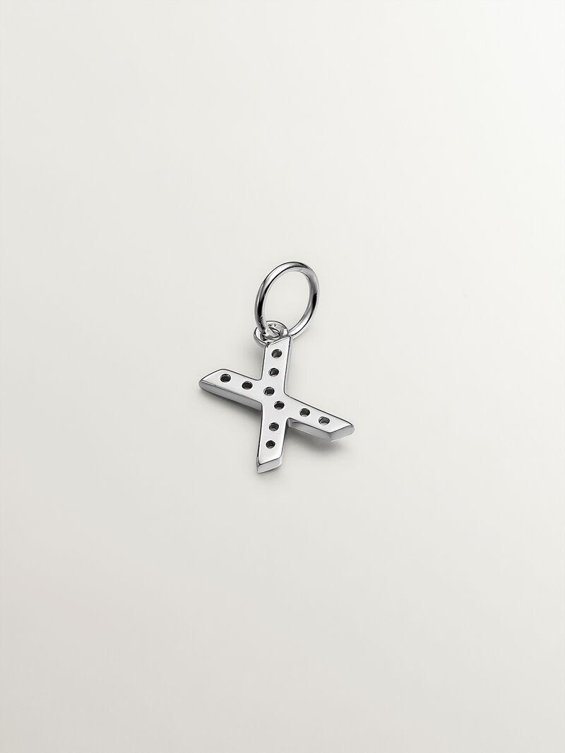 925 Silver Charm and White Topaz Initial X image number 1