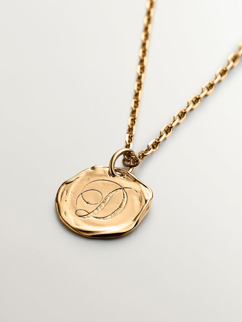 Handmade 925 silver charm plated in 18K yellow gold with initial D image number 4
