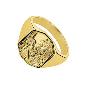 Landscape signet ring in 18k yellow gold-plated silver, J04831-02,hi-res