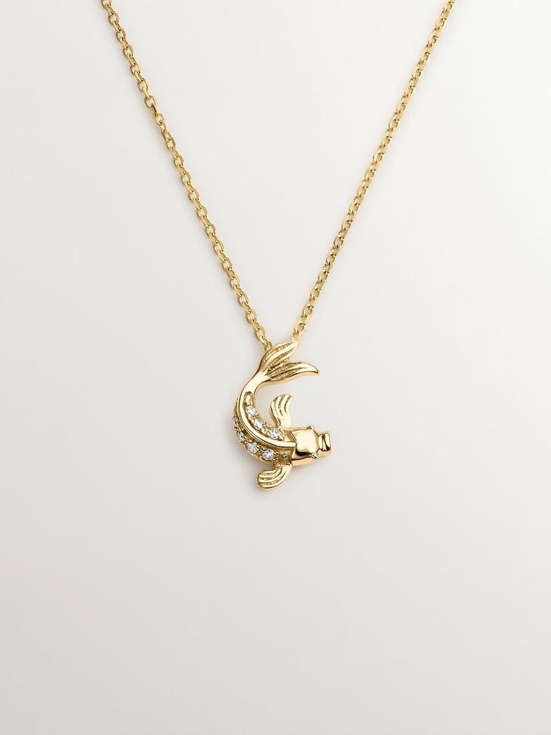 18k yellow gold pendant with diamond-shaped fish. image number 0