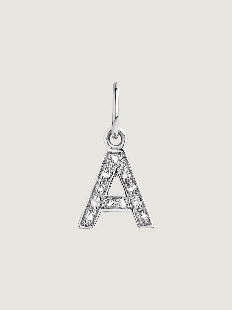 925 Silver Charm and white topaz initial A. image number 0