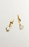 Small gold plated hoop earrings with topaz , J03808-02-WT