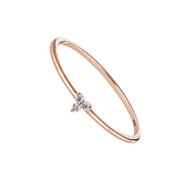 Pink gold diamond clover ring, J04435-03,hi-res