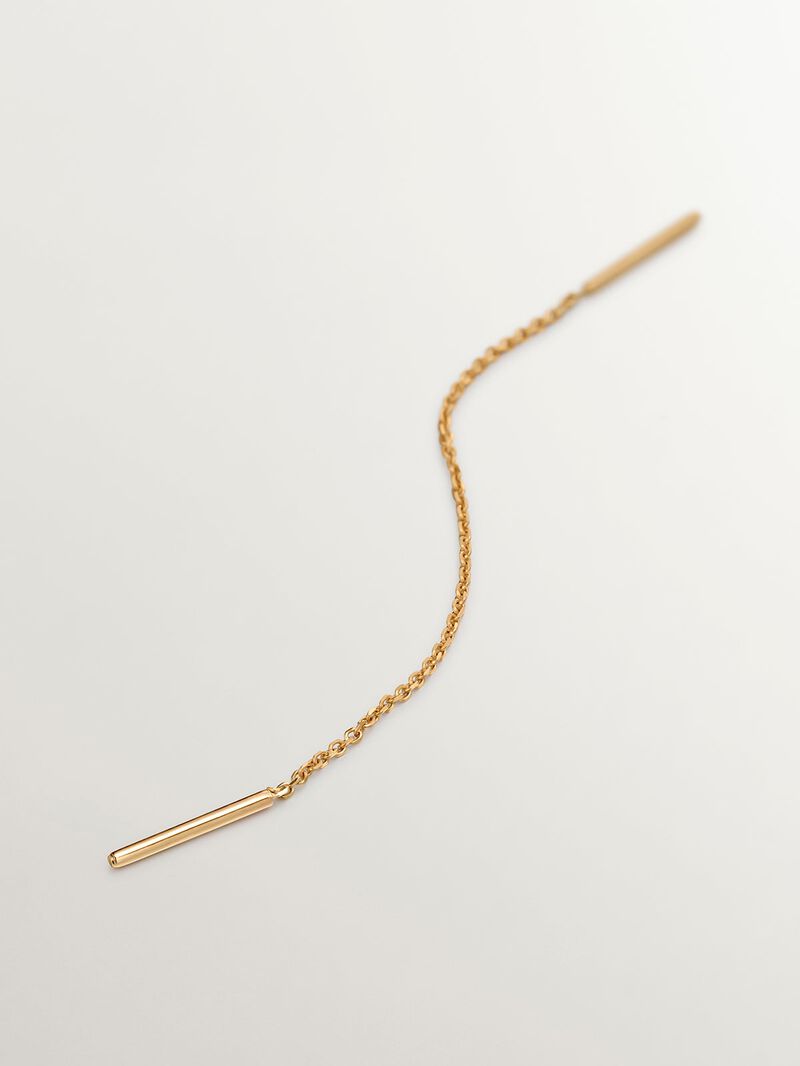 Individual long 9K yellow gold earring with chain image number 1