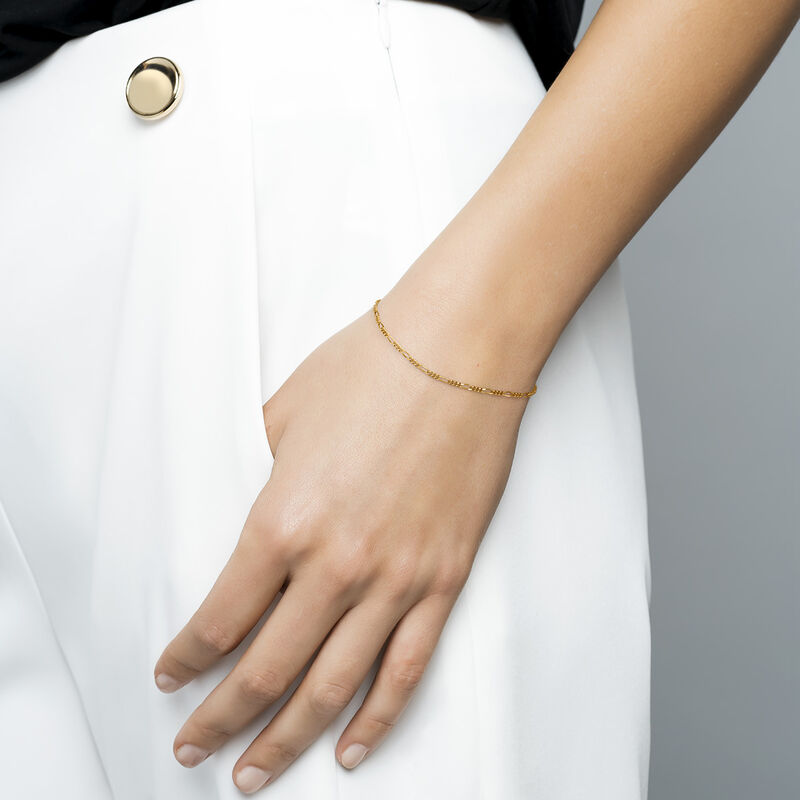 Gold-plated silver figaro chain bracelet , J04617-02, model
