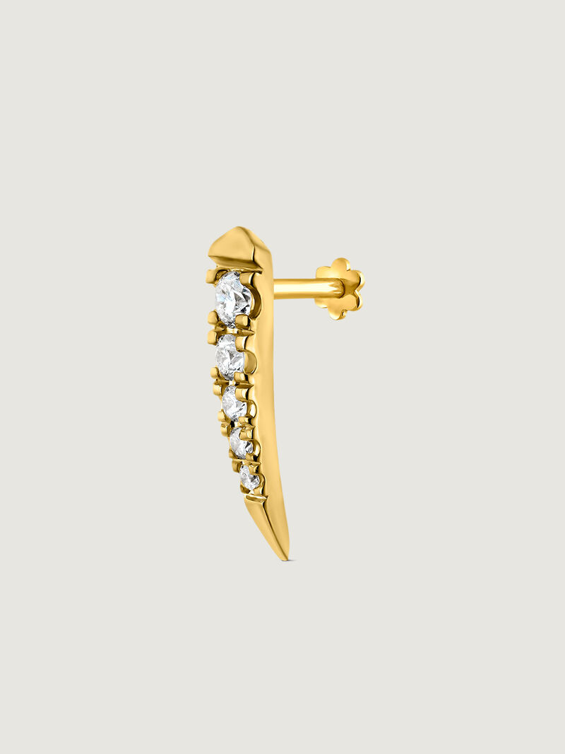 Individual 18K yellow gold earring with diamonds. image number 2
