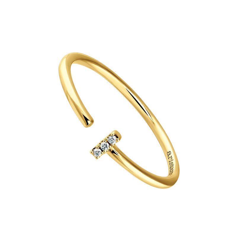 Small yellow gold You and I diamond ring 0.015 ct , J03880-02, hi-res